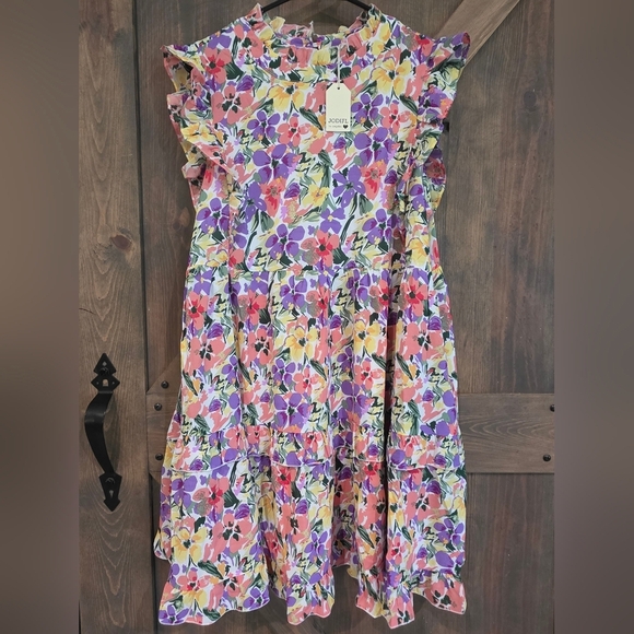 JODIFL Multicolor Floral Babydoll Sleeveless Dress Size Large - Picture 3 of 7